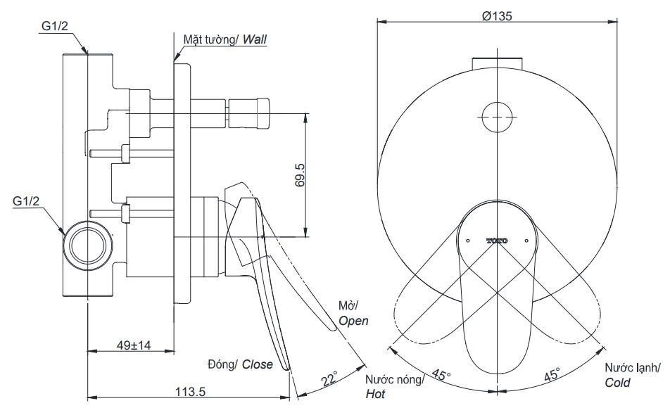 Van điều chỉnh nhiệt TOTO TBS04304B